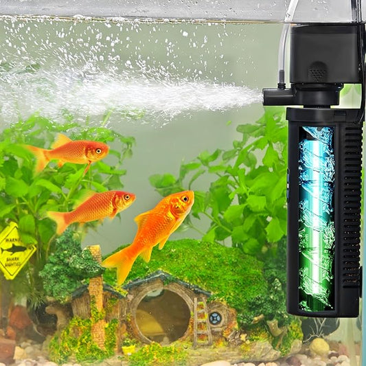 Goldfish Aquarium Filter U-Very Suitable for 20-75 Gallon Tank, 30 Gallon Fish Tank Water Filter for Green Water Control, Internal Submersible Pump Filtration System, Fish Filters for Aquariums-PurrikoPets