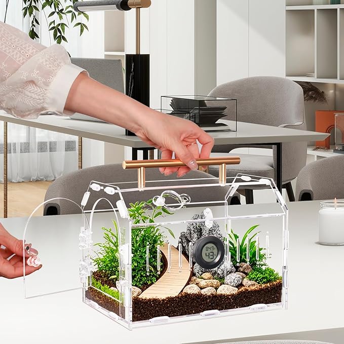 Acrylic Tarantula Enclosure – Escape-Proof Reptile Terrarium with Magnetic Lock, Front Opening for Easy Cleaning, Ideal for Jumping Spiders, Hermit Crabs & Small Pets-PurrikoPets