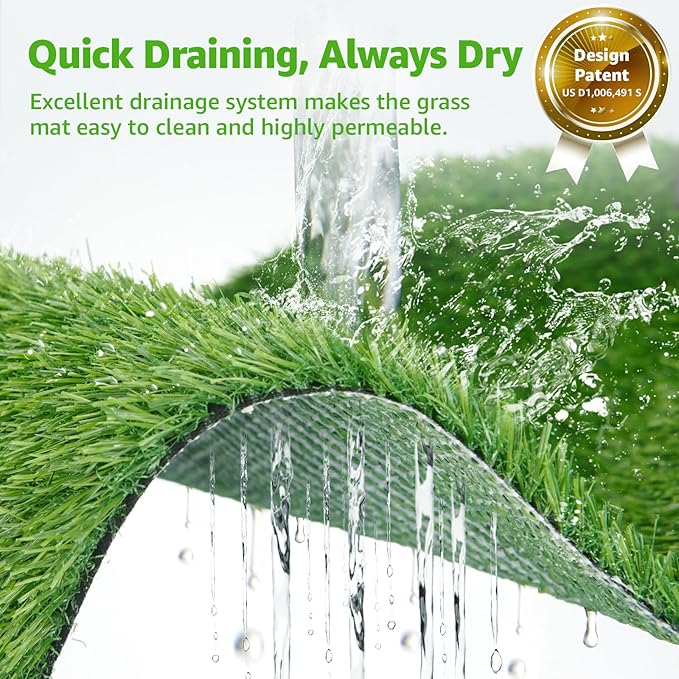 Dog Grass Large Potty Patch, Dog Litter Boxes Artificial Grass Bathroom Turf for Pet Training, Washable Puppy Pee Pad, Perfect Indoor/Outdoor Portable Potty Pet Loo (Tray system-35"X22.6")-PurrikoPets