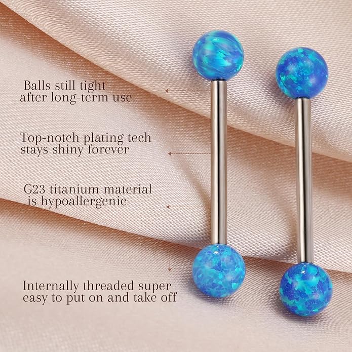 AROWRO Nipple Piercing Jewelry G23 Titanium Nipple Rings Tongue Rings Nipple Bar 14G Internally Threaded Straight Barbells Bridge Piercing Jewelry 12mm-20mm