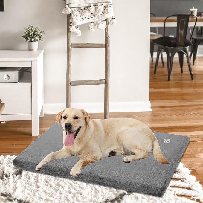 EMPSIGN Stylish Dog Bed Mat Dog Crate Pad Mattress Reversible (Cool & Warm), Water Proof Linings, Removable Machine Washable Cover, Firm Support Small to XX Large Dogs, Grey,XL(41''''*28''''*3'''')-PurrikoPets