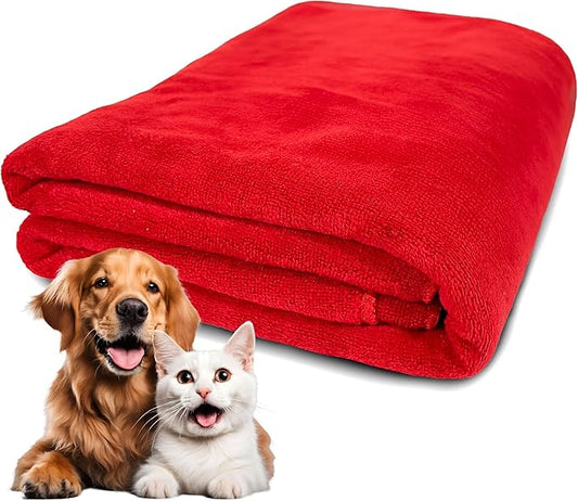 Extra Large Dog Towel Soft Absorbent Bath Pet Towels for Drying Dogs, Elastic Terry Microfiber Soft Towel, Machine Washable, Quick Dry, Multipurpose (L, XL, 2XL) (Red, 2XL)-PurrikoPets