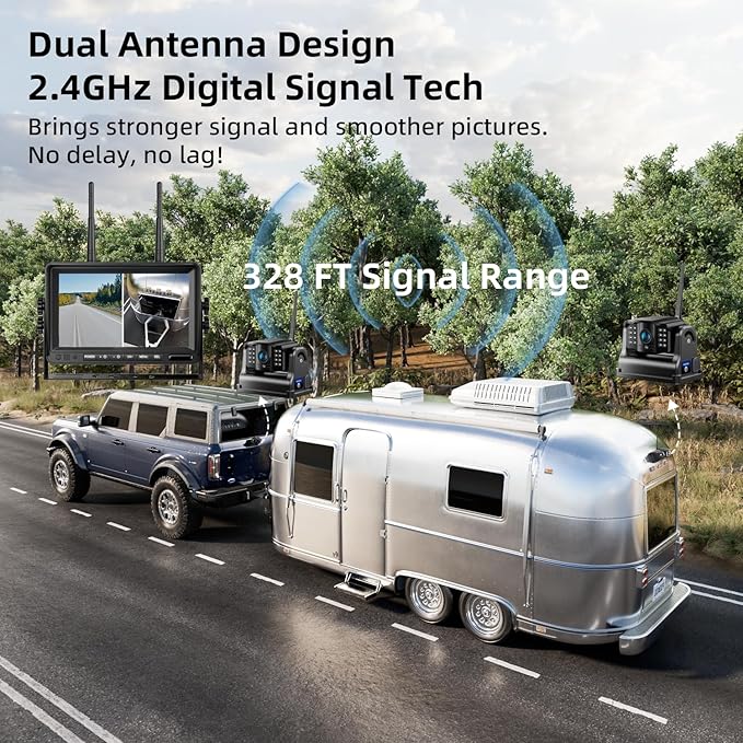 Fookoo HD Magnetic Wireless Backup Camera, 1080P 7" Dual Split Monitor & Rechargeable Rear View Cameras, Lower Consumption 1-Min Installation No Drilling Recording for RV Trailer Truck Camper DCX702-PurrikoPets