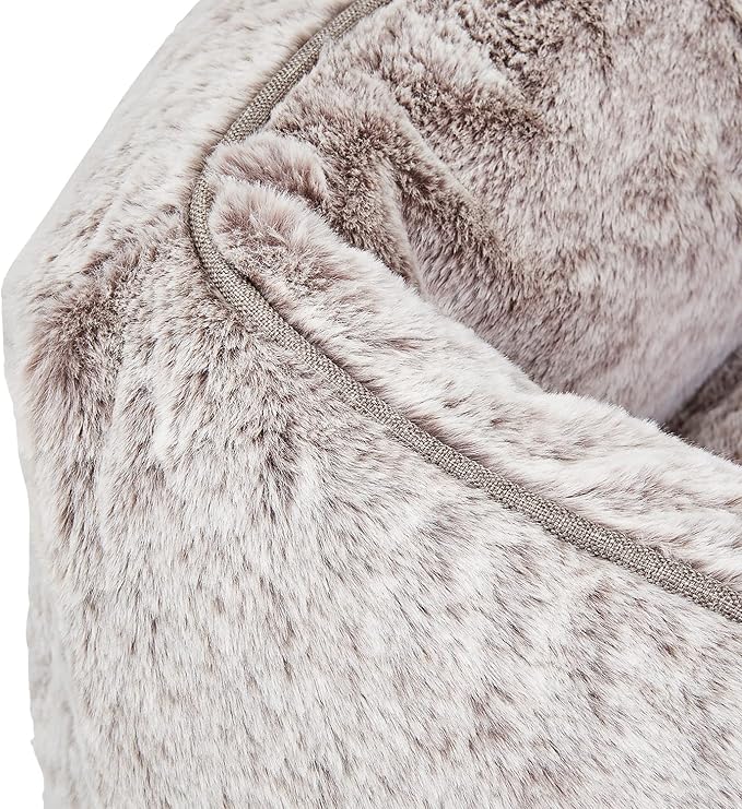 FUZI Luxury Aesthetic Dog Bed for Large Dogs with Washable Cover, Pet Couch, Pet Bed with Sides, Non-Slip Bottom, Soft and Durable Calming Dog Bed, Faux Fur Cover, Large 35.6x28.5x9.5 Light Grey-PurrikoPets