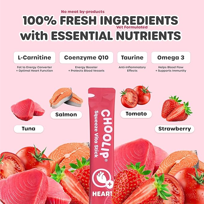 Grab & Go Squeeze Vita Stick Lickable Treats for Dogs & Cats. 49 Heart Support Sticks with Essential multivitamins. Soft and Tasty Paste for All Life Stages, Supporting Heart Health-PurrikoPets