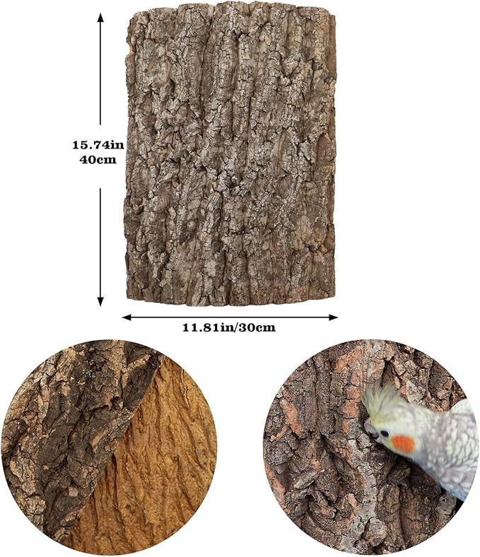 4 Pack Natural Cork Bark Bird Perch Stand, 15.7 × 11.8 inch Parrot Chewing Toys, Birdcage Background Decor Accessories, Bark Toy for Budgie Parakeet Cockatiel Lovebirds Conures Hamster Guinea Pig Rat-PurrikoPets