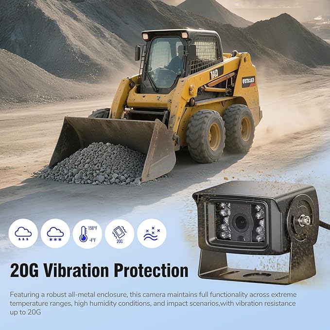 7-inch AHD1080P Wired RV Backup Camera System, IP69k Waterproof IR Night Vision Reversing Camera, Vibration-Proof 20G for Trailer/Tractors/Truck/Excavator/Caravan/Skid Steer/Heavy Equipment-PurrikoPets