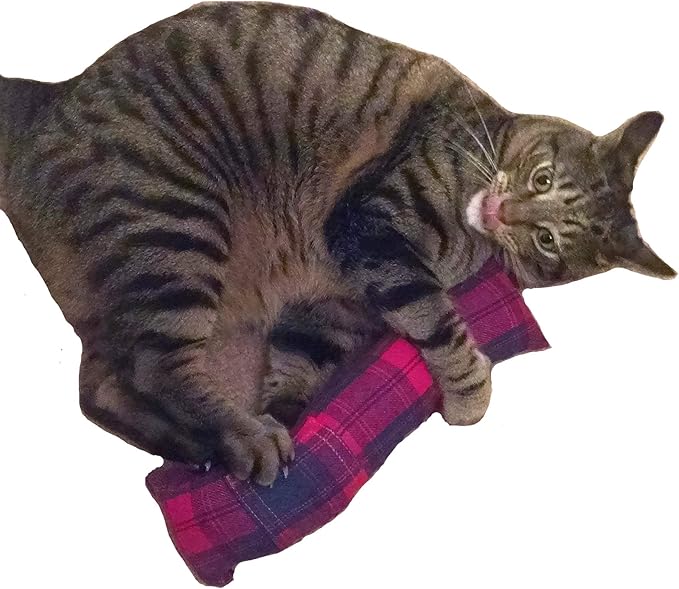 15" Cat Kicker Toy with Refillable Catnip Pocket (Red Flannel) - Filled with 1 oz Premium Canadian Catnip-PurrikoPets