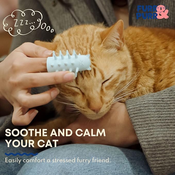 Furr&Purr Cat Brush, Made in the USA, Face Massager, Face Scratcher, Calming Care Comb for Cats, Indoor Cats (1-Pack)-PurrikoPets