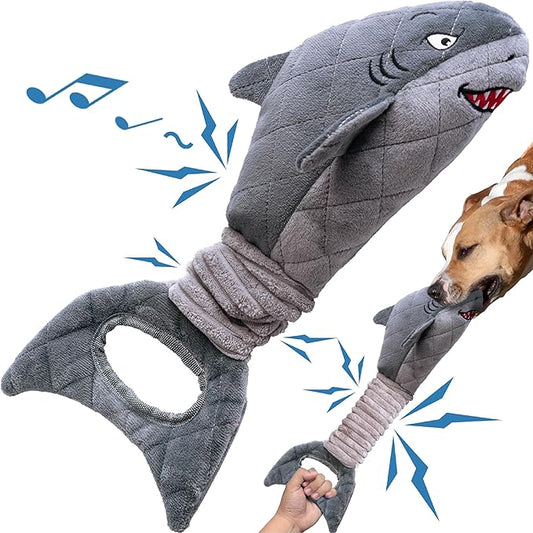 Dog Toys for Small Dogs, Squeaky Tough Dog Toys for Aggressive Chewers, Plush Dog Chew Toys for Teething, Interactive Shark Dog Toys to Keep Them Busy, Puppy Toys for Small, Medium,Large Breeds-PurrikoPets