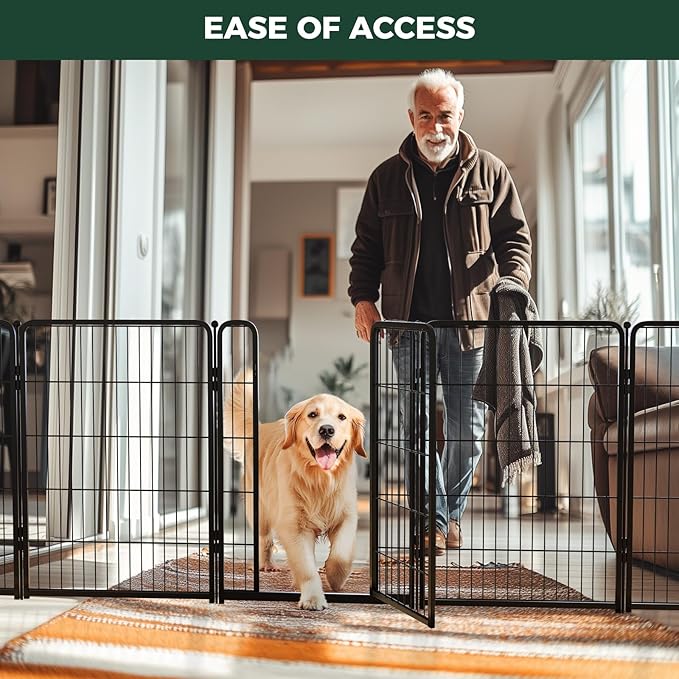 FXW Homeplus Unleashed Indoor Dog Playpen - Stress-Free and Safe Play, Heavy Duty 40 Inch 12 Wire Panels Dog Pen for Medium and Large Dogs, Black│Patented-PurrikoPets