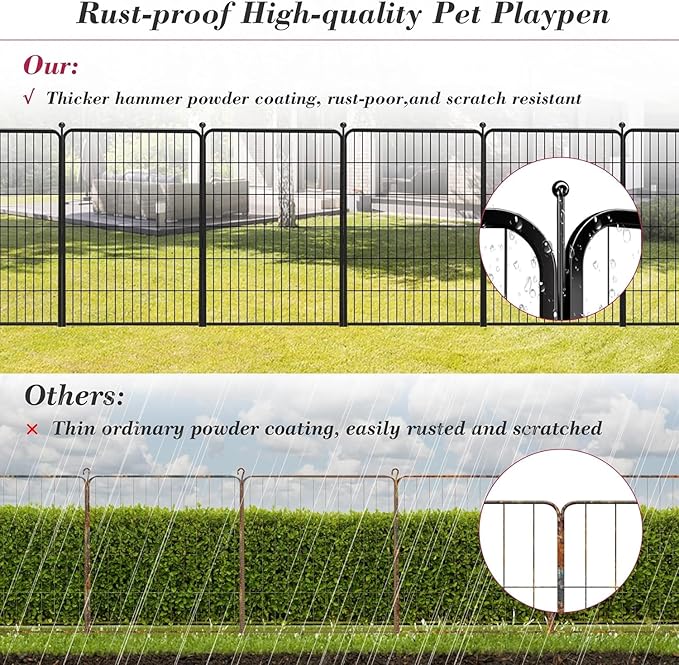 Dog Playpen Outdoor 40 inch 12 Panels Indoor Dog Pen for Large/Medium/Small Dogs Rustproof Metal Dog Fence Outdoor for Yard, Puppy Playpen with Door Portable Pet Fence for RV Camping Yard-PurrikoPets