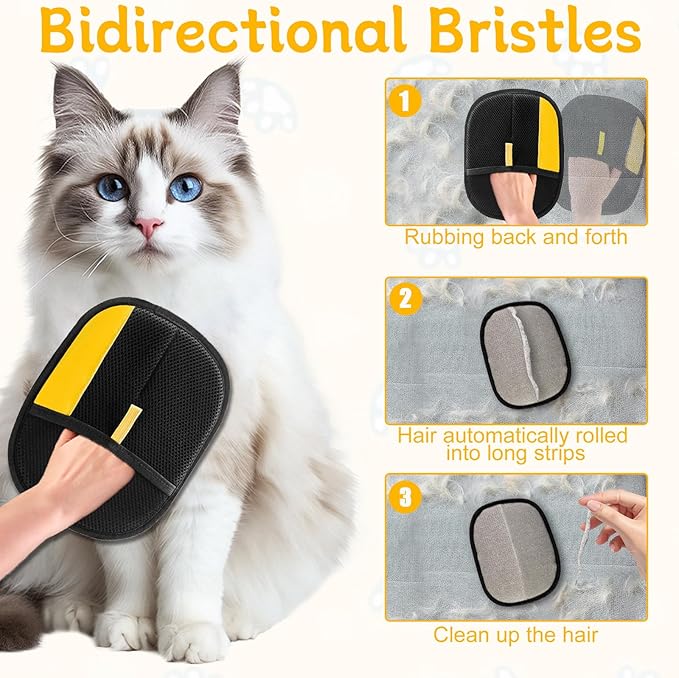 2025 Pet Hair Removal Glove for Cats & Dogs,3pcs Electrostatic Pet Hair Remover,Efficient Grooming Gloves for Pet Hair,Reusable Cat & Dog Hair Remover for Furniture,Couch,Curtain,Carpet-PurrikoPets