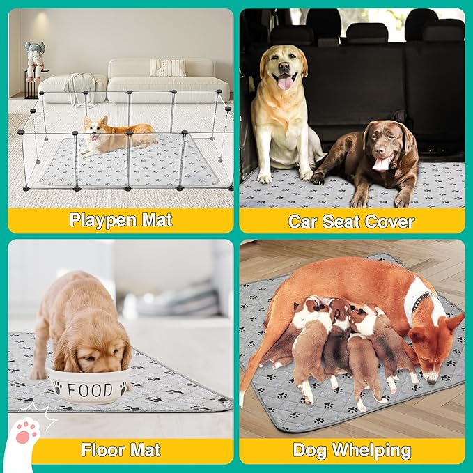 2 Pack Extra Large 72"X72" Washable Pee Pads for Dogs Super Absorbent Dog Training Pads Non-Slip Waterproof Pet Training Pads Mats Whelping Pads for Dogs Cats Puppy-PurrikoPets