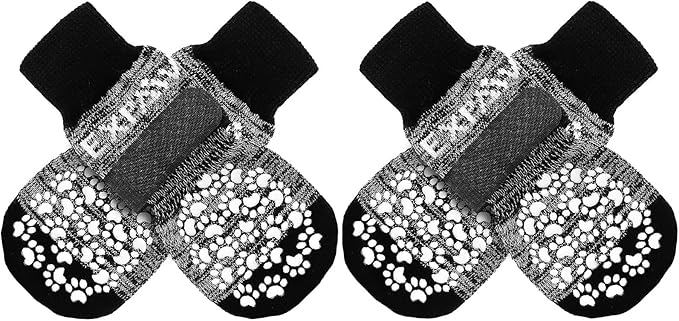 EXPAWLORER Anti Slip Dog Socks to Prevent Licking Paws, Dog Shoes for Hot Pavement, Dog Booties for Small Medium Large Senior Dogs, Traction Control Boots & Paw Protectors for Hardwood Floors-PurrikoPets