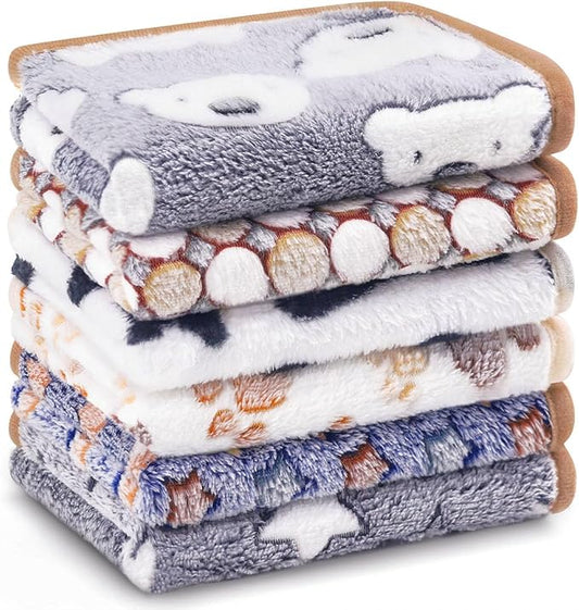 6 Pcs Guinea Pig Bedding Cage Liners Small Animal Flannel Blankets Sleep Mat Absorbent Reusable Pet Pee Bedding Pad Cover for Dog Cat Hamster Ferret Chinchilla Rabbit Hedgehog (30 x 42 Inch, Multi)-PurrikoPets
