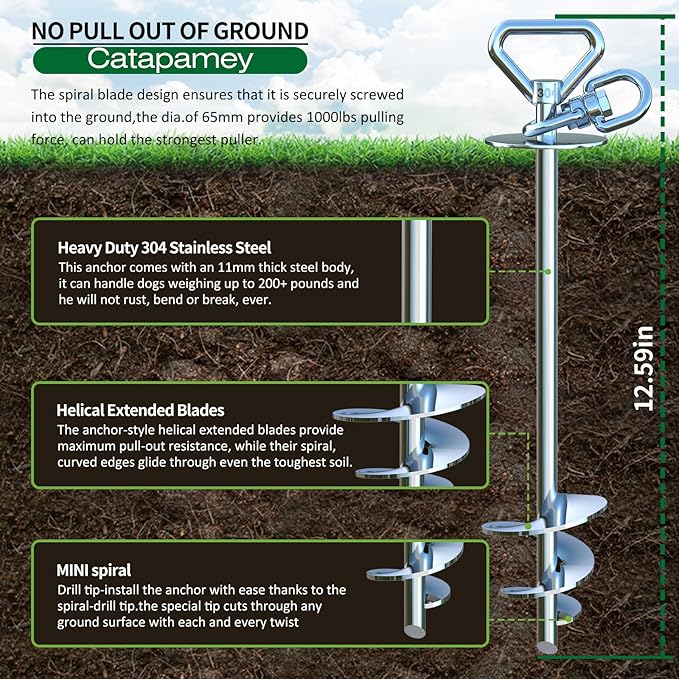 Dog Tie Out Cable and Stake,(up to 200lbs) 360° Swivel Dog Run Anchor -with 30FT Heavy Duty Cable,Runner for Yard-Dog Stake for Yard Outdoor Camping-PurrikoPets