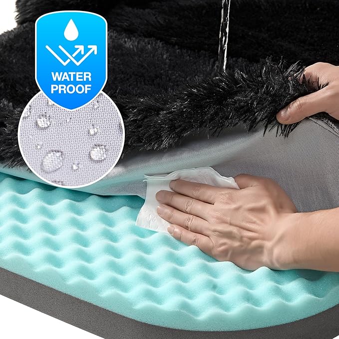 EHEYCIGA Foldable Human Dog Bed, Orthopedic Memory Foam Human Sized Dog Bed, Waterproof Pet Bed for People, Faux Fur Pet Couch for Adult, Black, 72"x44"x11"-PurrikoPets