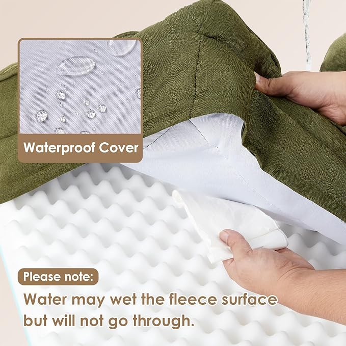 EHEYCIGA Orthopedic Dog Bed for Small Dogs, Waterproof Memory Foam Small Pet Beds with Sides, Non-Slip Bottom and Egg-Crate Foam Medium Dog Couch Bed with Washable Removable Cover, Olive Green-PurrikoPets