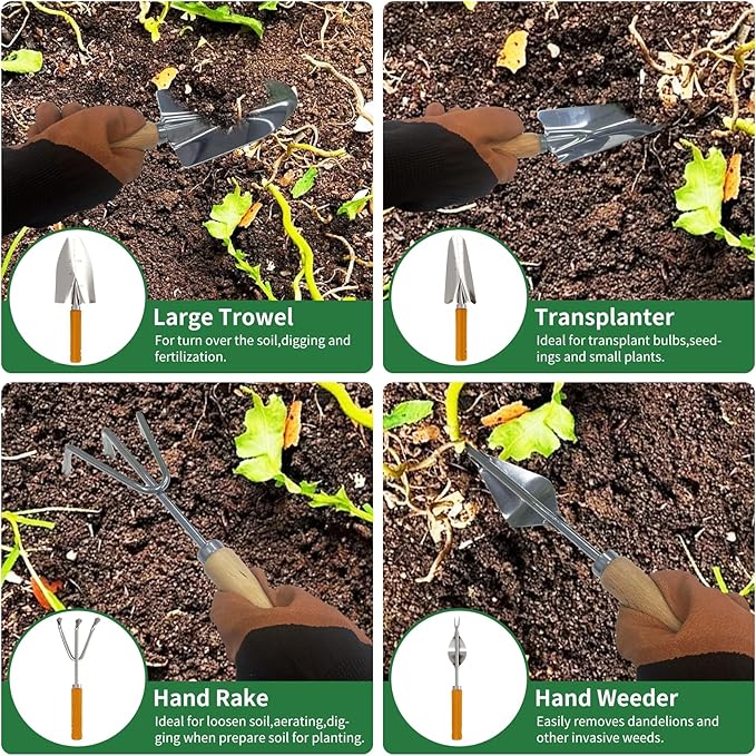 20-Piece Gardening Tools with Fashion and Durable Storage Bag - Heavy Duty Garden Tools Stainless Steel Rust-Proof Ergonomic Garden Tool Set - Ideal Gifts for Women and Men - Portable Gardening Kit-PurrikoPets