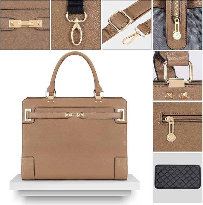 Fashion Pet Carrier Dog Cat Carrier Purse Soft-Sided Leather Handbag Pet Tote Bag for Small Dogs Puppy and Cats TSA Airline Approved (Khaki)-PurrikoPets