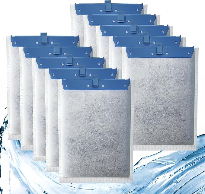 10 Pack Filter Cartridge for Whisper Bio-Bag Filters, Large Aquarium Replacement Filter Cartridges for Whisper Filters 20i,40i/IQ20,30,45,60/PF20,30,40,60 and ReptoFilter-PurrikoPets