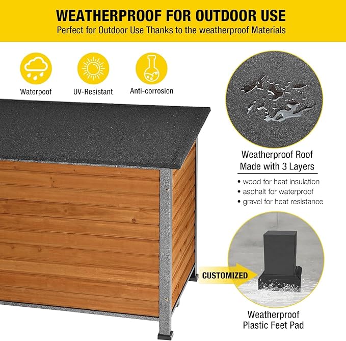 Aivituvin Dog House Outdoor & Indoor Unique All-Around Iron Frame Dog Kennel for Winter with Raised Feet Weatherproof for Small & Medium & Large Dogs-PurrikoPets