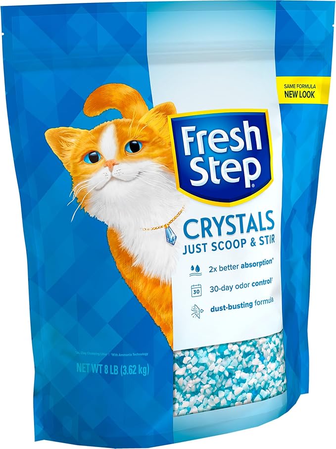 Fresh Step Crystals, Premium Cat Litter, Scented, 8 Pounds, Pack of 2 (Package May Vary)-PurrikoPets