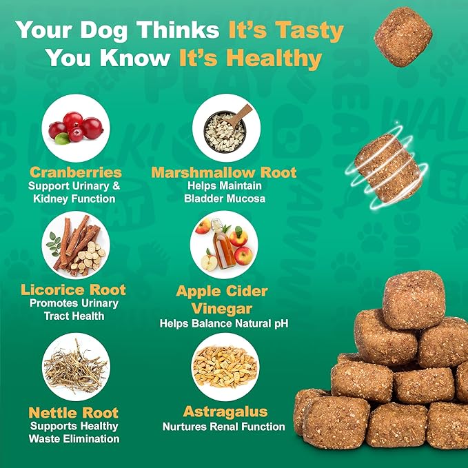 Doggie Dailies Cranberry Supplement for Dogs - Urinary Tract, Bladder & Kidney Support for Dogs - Cranberry for dogs with Marshmallow Root, Licorice Root & Apple Cider Vinegar (Chicken) 225 Soft Chews-PurrikoPets
