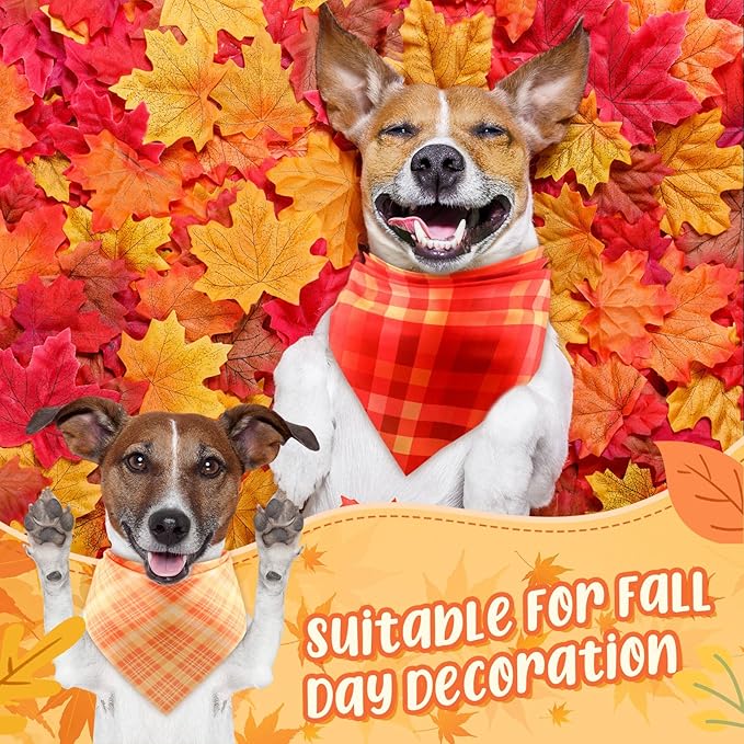 Abbylike 50 Pcs Fall Plaid Dog Bandanas Bulk Autumn Bandanas for Dogs Triangle Kerchief Bibs Scarf for Small Medium Large Pets Thanksgiving Costume Accessories, 25 Styles (25.6 x 17.7 x 17.7 Inch)-PurrikoPets