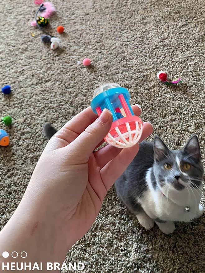 10-Pack Cat Toy Balls with Bells for Kittens and Cats (1.5'' - 2.2'', Cat Toys Mega Set)-PurrikoPets