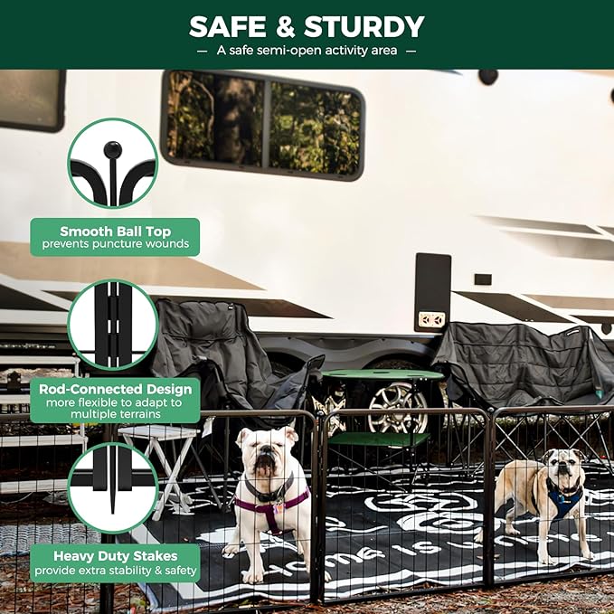 FXW Rollick Unleashed Dog Playpen for Indoor, Yard, RV Camping, 24 inch 48 Panels for Small and Puppy Dogs, Black│Patented-PurrikoPets