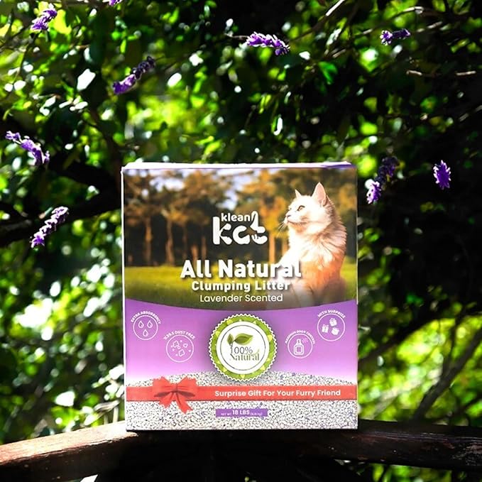 All Natural Clumping Cat Litter – Multiple Scents – Low Dust, Odor Control – (Lavender) 18 lb - Surprise Toy Inside-PurrikoPets