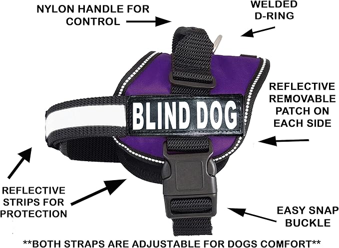 Doggie Stylz Blind Dog Harness No Pull No Escape Dog Vest for Blind Dogs Adjustable Vest with Handle Blind Dog Accessories and Patches for Training and Mobility-PurrikoPets