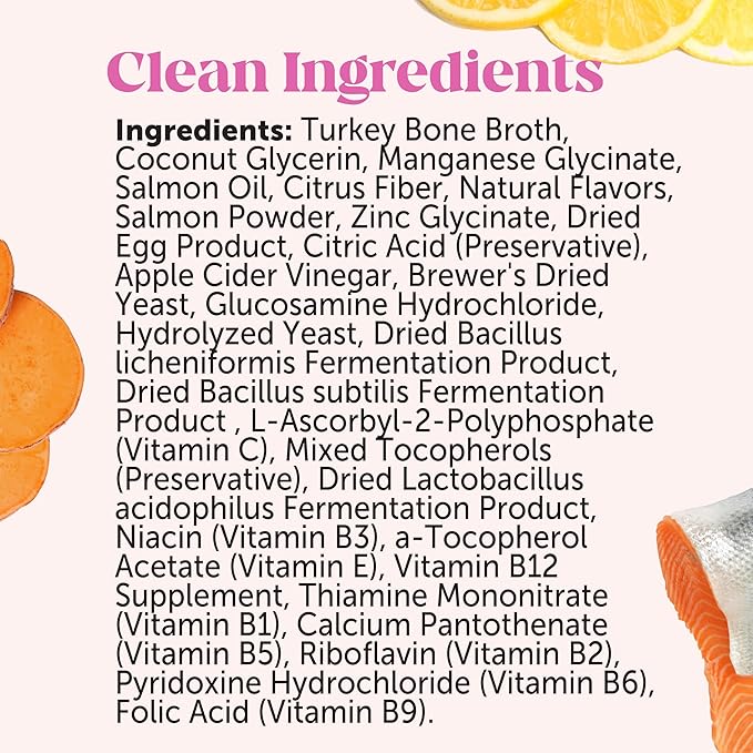 Dog Multivitamin Supplement with Salmon Oil for Dogs - Allergy Itch Relief, Digestion, Skin & Coat Health, Liquid Supplement - Dog Food Topper Bone Broth with Prebiotics (12 oz)-PurrikoPets