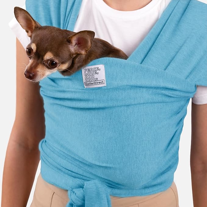Dog Sling Carrier for Small Dogs - Anti-Anxiety Cat Sling, Puppy Pouch - Pet Sling in Gray Black Blue Green Pink Yellow (Blue, Standard)-PurrikoPets