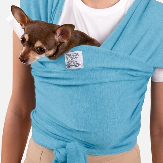 Dog Sling Carrier for Small Dogs - Anti-Anxiety Cat Sling, Puppy Pouch - Pet Sling in Gray Black Blue Green Pink Yellow (Blue, Standard)-PurrikoPets