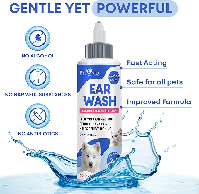 Ear Cleaner Drops & Wash Solution for Cats and Dogs – Gentle Ear Hygiene, Wax Removal & Odor Control for Pets-PurrikoPets