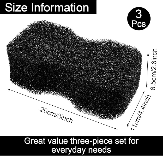 Eaasty 3 Pcs Horse Groomer Sponge Scrubber Massager Horse Grooming Brush Kit Supplies Large Soft Care for Cleaning Washing Bathing, Black, 4.33 x 7.87 x 2.56 Inch-PurrikoPets