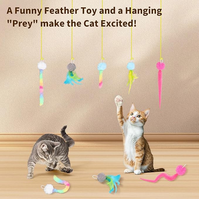 5 Pack Cat Toy Replaceable Feathers for Interactive Cat Toys with Remote Control, Cat Feather Toys Attachments for Indoor Cats Exercise and Play (Not Include Cat Toy, Only Accessories)-PurrikoPets