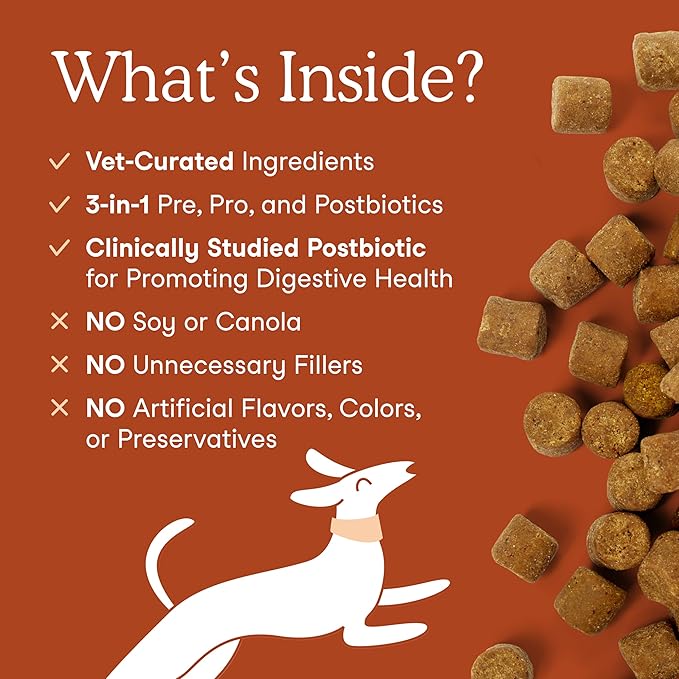 Fera Pets Probiotics for Dogs with Prebiotics and Postbiotics - Full Spectrum Gut Health Support - Promotes a Balanced Gut Microbiome - Boosts Immune Health - 90 Soft Chews-PurrikoPets