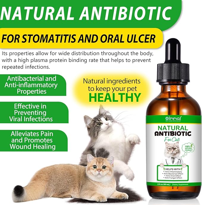 2PACK Antibiotics for Cats, Cats Antibiotics for Injections, Natural antibiotic for Cat Immune & Allergy Relief, Cough Relief, Yeast Injection, UTI Treatments, Cat Antibiotic Supplement Drops, 2*60ML-PurrikoPets