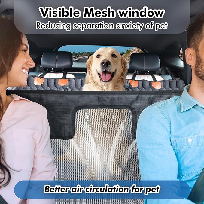 3-in-1 Convertible PU Leather Dog Car Seat Extender & Booster Seat – 400lb Capacity, Waterproof, Hard Bottom, Scratch-Proof Hammock for Cars & SUVs-L-PurrikoPets