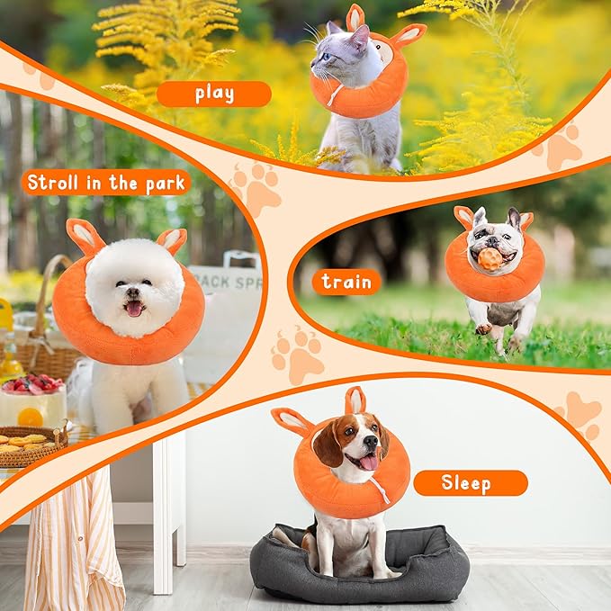Adjustable Cat Collar Soft to Stop Licking After Surgery for Kitten, Alternative to Cone of Shame, Donut Cone for Cats, Pet Elizabethan Collar (Rabbit, Small)-PurrikoPets