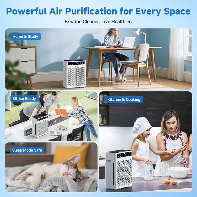 Air Purifiers for Home, Large Room up to 3000 Ft², HEPA Air Purifier for Home Pets with Filter, Air Quality Sensor, Timer, Air Cleaner for Bedroom, Dorm Room, Pet Hair, Office-PurrikoPets