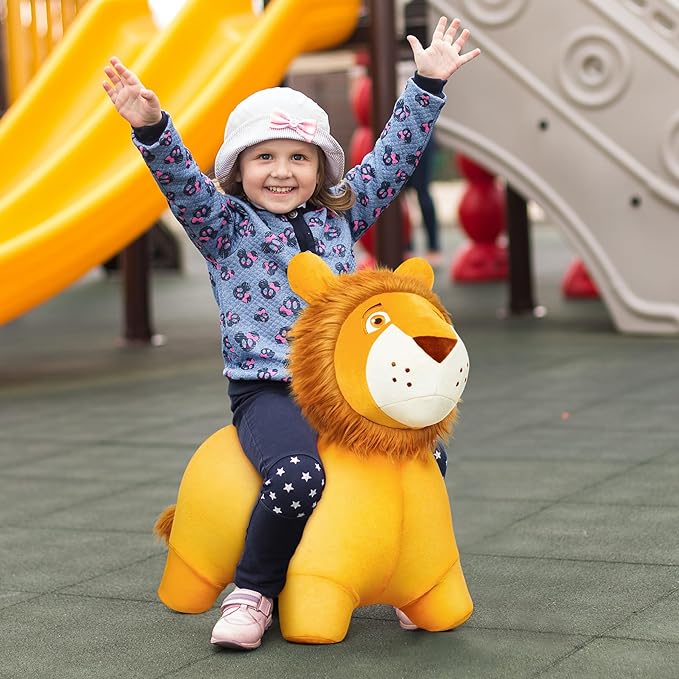 EVERICH TOY Lion Bouncy Horse, Inflatable Plush Hopping Toy, Bouncing Animal Hopper for Toddlers, Fun Ride-On Toy for Kids 18 Months-6 Years, Indoor & Outdoor Play, Great Gift Boys Girls-PurrikoPets