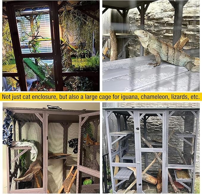 Aivituvin Catio Outdoor Cat Enclosure Large Walk in Cat Kennel Kitten Cage with Platforms and Small Houses-PurrikoPets