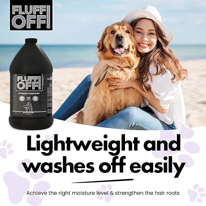 Fluff Off! by Girl With The Dogs, Natural Deshedding Dog/Cat Conditioner, 1 Gal, Made in USA 8 Wks+-PurrikoPets
