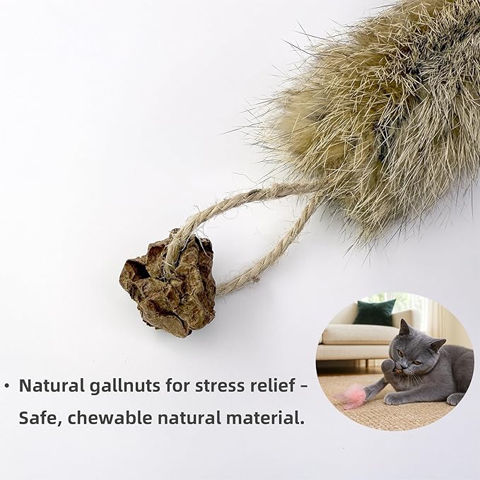 3 Pack Rabbit Fur Catnip Toys with Feathers – Interactive Carrot Cat Toys with Galls Fruit for Indoor Cats and Kittens-PurrikoPets