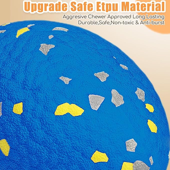 4.72" Indestructible Large Rugby Balls for Aggressive Chewers Durable Olive Bouncy Interactive Football Toy for Dogs Fetch Game Lightweight Floating Outdoor Training, Blue-PurrikoPets